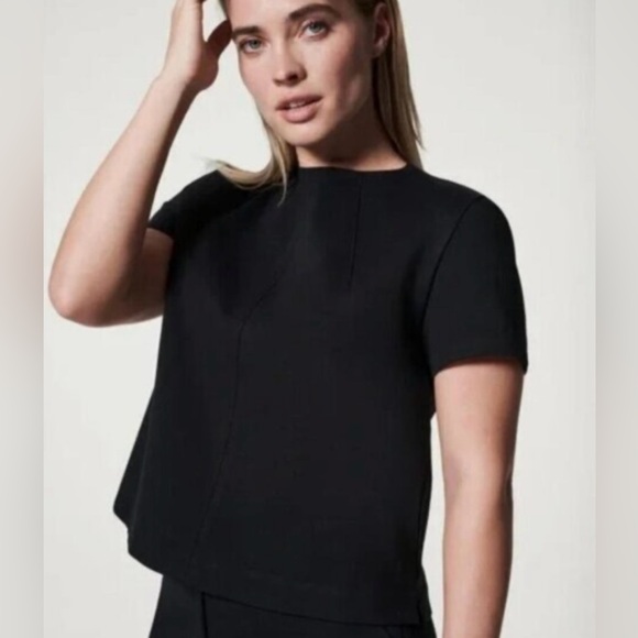 SPANX Tops - SPANX Top The Perfect Funnel Elegant Black Short Sleeve Size L